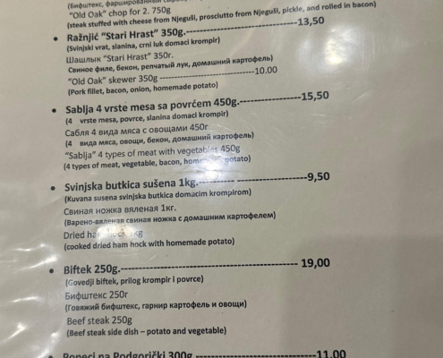 Prices in Montenegro