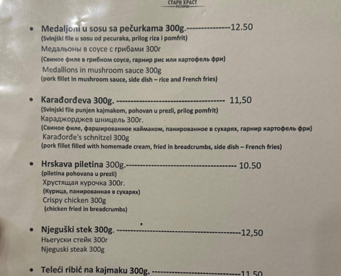 Prices in Montenegro