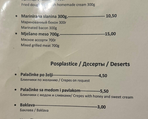 Prices in Montenegro